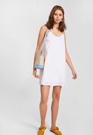 Bayan Beyaz Çift Askılı Elbise