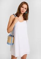 Bayan Beyaz Çift Askılı Elbise