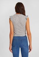 Bayan Gri Omuzları Fırfırlı Bluz