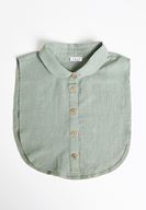 Bayan Yeşil Keten Gömlek Yakası