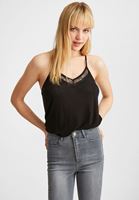 Bayan Siyah Dantel Detaylı Keten Bluz