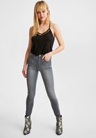 Bayan Siyah Dantel Detaylı Keten Bluz