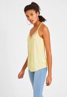 Bayan Sarı Dantel Detaylı Keten Bluz