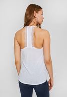 Bayan Beyaz Dantel Detaylı Keten Bluz