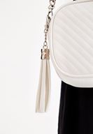 Bayan Beyaz Püskül Detaylı Askılı Çanta