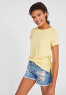 Bayan Sarı Kısa Kollu Basic Tişört
