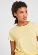 Bayan Sarı Kısa Kollu Basic Tişört