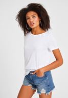 Bayan Beyaz Kısa Kollu Basic Tişört