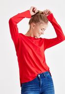 Bayan Kırmızı Basic Uzun Kollu Tişört