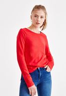 Bayan Kırmızı Basic Uzun Kollu Tişört