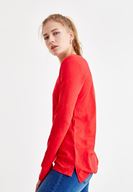 Bayan Kırmızı Basic Uzun Kollu Tişört