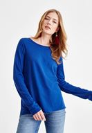 Bayan Lacivert Basic Uzun Kollu Tişört