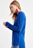 Bayan Lacivert Basic Uzun Kollu Tişört