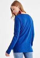 Bayan Lacivert Basic Uzun Kollu Tişört