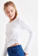 Bayan Beyaz Basic Uzun Kollu Tişört