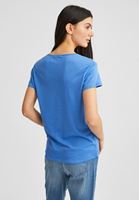 Bayan Mavi Çapraz Biye Detaylı Tişört ( MODAL )