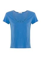 Bayan Mavi Çapraz Biye Detaylı Tişört ( MODAL )