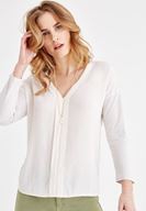 Bayan Sarı V Yaka Detaylı Bluz