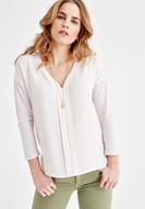 Bayan Sarı V Yaka Detaylı Bluz