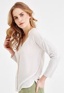 Bayan Sarı V Yaka Detaylı Bluz