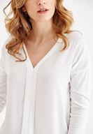 Bayan Krem V Yaka Detaylı Bluz