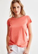 Bayan Kırmızı Sıfır Yaka Basic Tişört