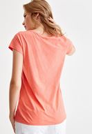 Bayan Kırmızı Sıfır Yaka Basic Tişört