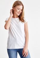 Bayan Beyaz Sıfır Yaka Basic Tişört