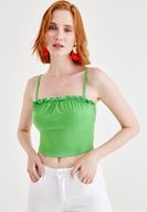 Bayan Yeşil Önü Fırfırlı Atlet