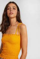 Bayan Sarı İnce Askılı Gipeli Bluz