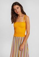 Bayan Sarı İnce Askılı Gipeli Bluz