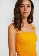 Bayan Sarı İnce Askılı Gipeli Bluz