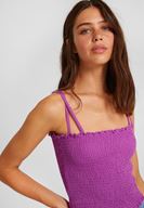 Bayan Lila İnce Askılı Gipeli Bluz