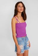 Bayan Lila İnce Askılı Gipeli Bluz