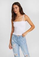 Bayan Beyaz İnce Askılı Gipeli Bluz