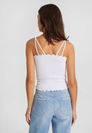 Bayan Beyaz İnce Askılı Gipeli Bluz