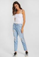 Bayan Beyaz İnce Askılı Gipeli Bluz