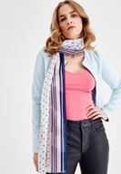 Bayan Lacivert Desenli Uzun Şal