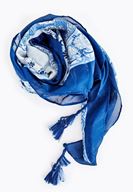 Bayan Lacivert Karışık Desenli Püskül Detaylı Uzun Şal