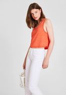 Bayan Kırmızı Biyeli Kalın Askılı Bluz