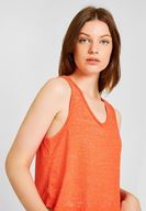 Bayan Kırmızı Biyeli Kalın Askılı Bluz