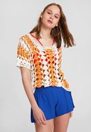 Bayan Turuncu Kısa Kollu Triko