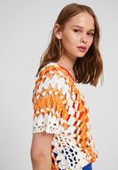 Bayan Turuncu Kısa Kollu Triko