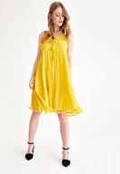Bayan Sarı Püskül Detaylı Elbise