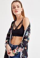 Bayan Siyah Çapraz Biyeli Büstiyer