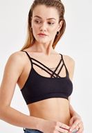 Bayan Siyah Çapraz Biyeli Büstiyer