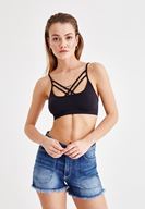 Bayan Siyah Çapraz Biyeli Büstiyer