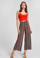 Bayan Kırmızı Dokulu Crop Bluz