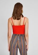 Bayan Kırmızı Dokulu Crop Bluz