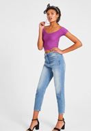 Bayan Lila V Yaka Crop Top